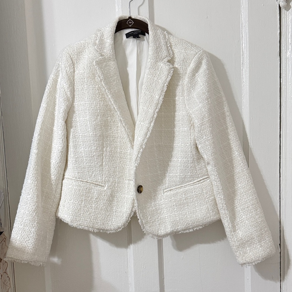 Ann Taylor Tweed White Blazer